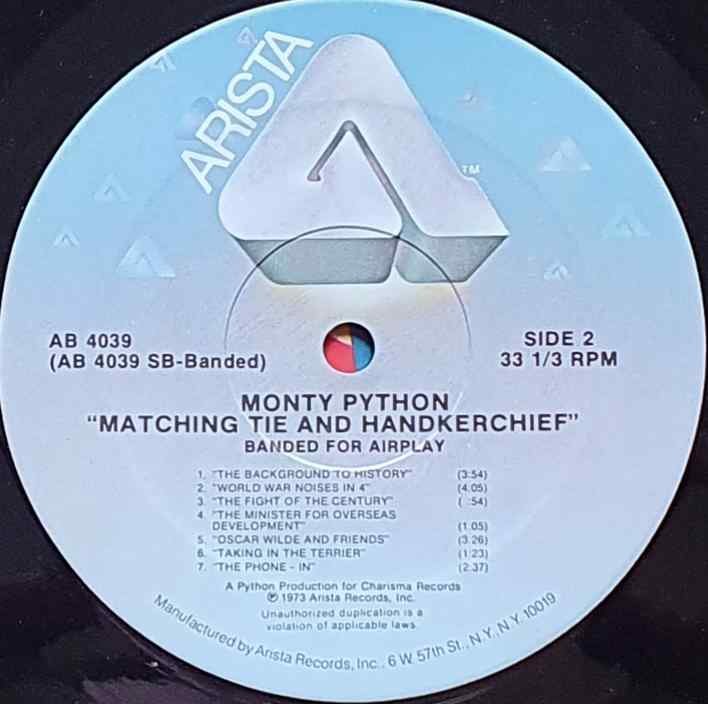 AB 4039 Matching tie & hankerchief Monty Python from the BBC records and Tapes library Label